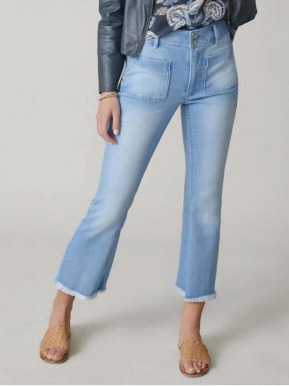 SPARTINA 449 Juliette High Rise Fray Frayed Jean In Seaview Wash Size 2